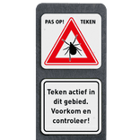 Verzwaarde bermpaal met twee borden waarschuwing Teken