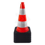 Cône de signalisation 50cm avec bandes réfléchissantes et pied en plastique recyclé