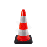 Cône de signalisation 50cm avec bandes réfléchissantes et pied en plastique recyclé
