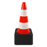 Cône de signalisation 50cm avec bandes réfléchissantes et pied en plastique recyclé