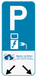 Panneau de stationnement E9 - voiture électrique  + logo personnalisé + flèche d'indication