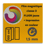 Film magnétique réfléchissant jaune FLUOR de classe 3 avec impression en couleur