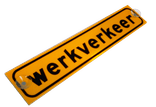 Bordje werkverkeer 375x75mm met zuignappen - fluorescerend
