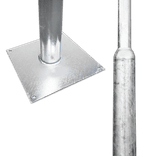 Flespaal staal verzinkt 2,8 meter, bodemplaat 280x280x8mm incl. 4 gaten