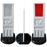 Mini rijbaangeleider - rood/wit - dubbelzijdig reflecterend klasse 2 - met zwarte voet