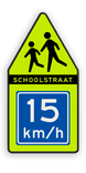 SCHOOLSTRAAT verkeersbord 700x1400mm met adviessnelheid - reflecterend