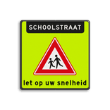 Verkeersbord schoolstraat - RVV J21f - matig uw snelheid