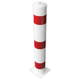 Rampaal Ø152x1000mm met vaste voetplaat - wit/rood of verzinkt