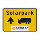 Verkeersbord route bouwverkeer + pijl - met logo