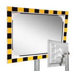 Miroir industriel rectangulaire en acrylique 600 x 400 mm avec cadre jaune/noir