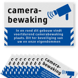 Raamsticker camerabewaking, beveiliging eigendommen - set 10 stuks