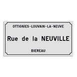 Personaliseerbaar straatnaambord - Ottignies-Louvain-La-Neuve-stijl