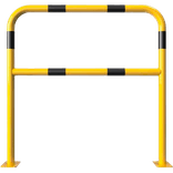 Barrière industrielle en acier Ø 48 mm avec traverse – Jaune/noir