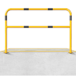 Barrière industrielle en acier Ø 48 mm avec traverse – Jaune/noir