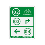 Fietsknooppunt routebord met knooppunt en 2 verwijzingen - 300x380mm