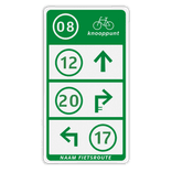 Fietsknooppunt routebord met knooppunt en 3 verwijzingen - 300x550mm