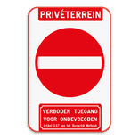 Bord Privéterrein - verboden toegang artikel 3.67
