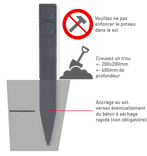 Poteau routier lesté avec 2 panneaux - Symbole/texte