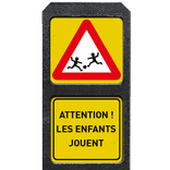 Poteau routier lesté avec 2 panneaux - Symbole/texte