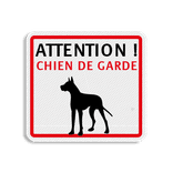 Panneau de terrain plat - ATTENTION ! Chien de garde - 119x109mm