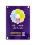 Plexiglas acrylaat bord - 210x297x5mm - Gezonde School - met RVS afstandhouders