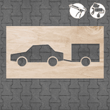 Pochoir voiture avec remorque - plusieurs dimensions