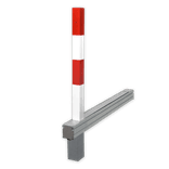 Neerklapbare parkeerpaal inzinkbaar 70x70mm met slot - rood/wit