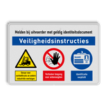 Veiligheidsbord met veiligheidsinstructie en 3 pictogrammen