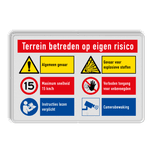 Veiligheidsbord voor eigen terrein met 6 pictogrammen