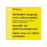 Waarschuwingsbord ProRail - Verboden toegang - 300x280mm