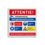 Werfbord voor bouwplaats of bouwterrein met 4 Veiligheidsinstructies
