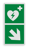 BHV Reddingsbord - AED aanwezig met pijl