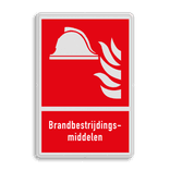 Brand bord met pictogram en tekst Brandbestrijdingsmiddelen