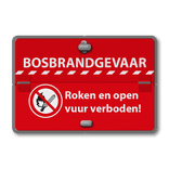Klapbord bosbrandgevaar, Roken en open vuur verboden - reflecterend