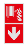 Brand bord met pictogram Busslang en pijl