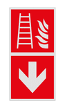 Brand bord met pictogram ladder en pijl