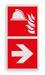 Brand bord met pictogram Brandbestrijdingsmiddelen en pijl