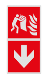 Brand bord met pictogram Brandblusdeken en pijl