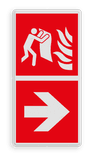 Brand bord met pictogram Brandblusdeken en pijl