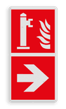 Brand bord met pictogram Hydrant en pijl