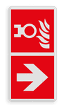 Brand bord met pictogram Aansluitpunt droge blusleiding en pijl