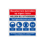Bouwplaatsbord met PBM pictogrammen - reflecterend