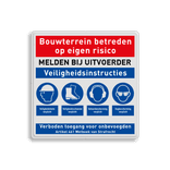 Bouwplaatsbord met PBM pictogrammen - reflecterend