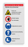 Vlak PBM Bouwplaats bord met 5 veiligheidsinstructies