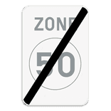 Zonebord SB250 ZC45 - Einde snelheidszone