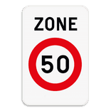 Zonebord SB250 ZC43 – Begin snelheidszone met snelheidsbeperking