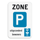 Zonebord SB250 ZE9a parkeerschijf - Begin parkeerzone met parkeerschijf