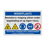 Veiligheidsbord voor werkplaats met 5 PBM pictogrammen