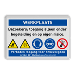 Veiligheidsbord voor werkplaats met 5 PBM pictogrammen