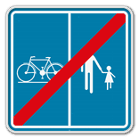 Panneau G2000 - F101b - Fin du chemin réservé à la circulation des piétons, cyclistes et cavaliers avec l’indication de la partie du chemin qui est affectée aux différentes catégories d’usagers